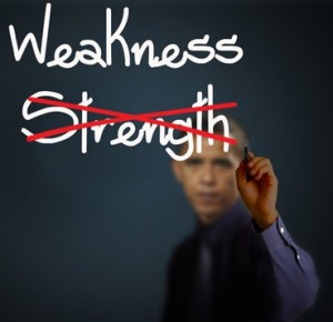 Obama Writing Projecting Weakness