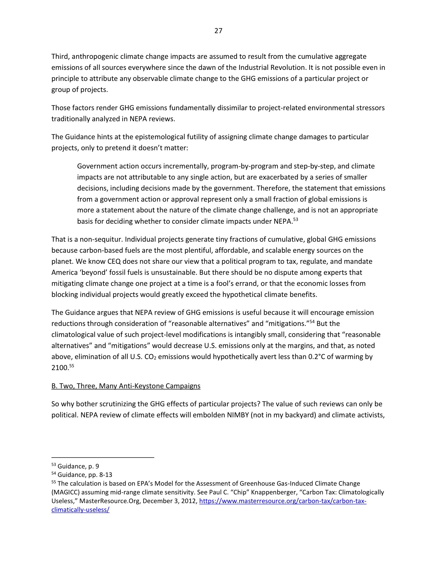 Marlo Lewis Competitive Enterprise Institute and Free Market Allies Comment Letter on NEPA GHG Guidance Document 99-27